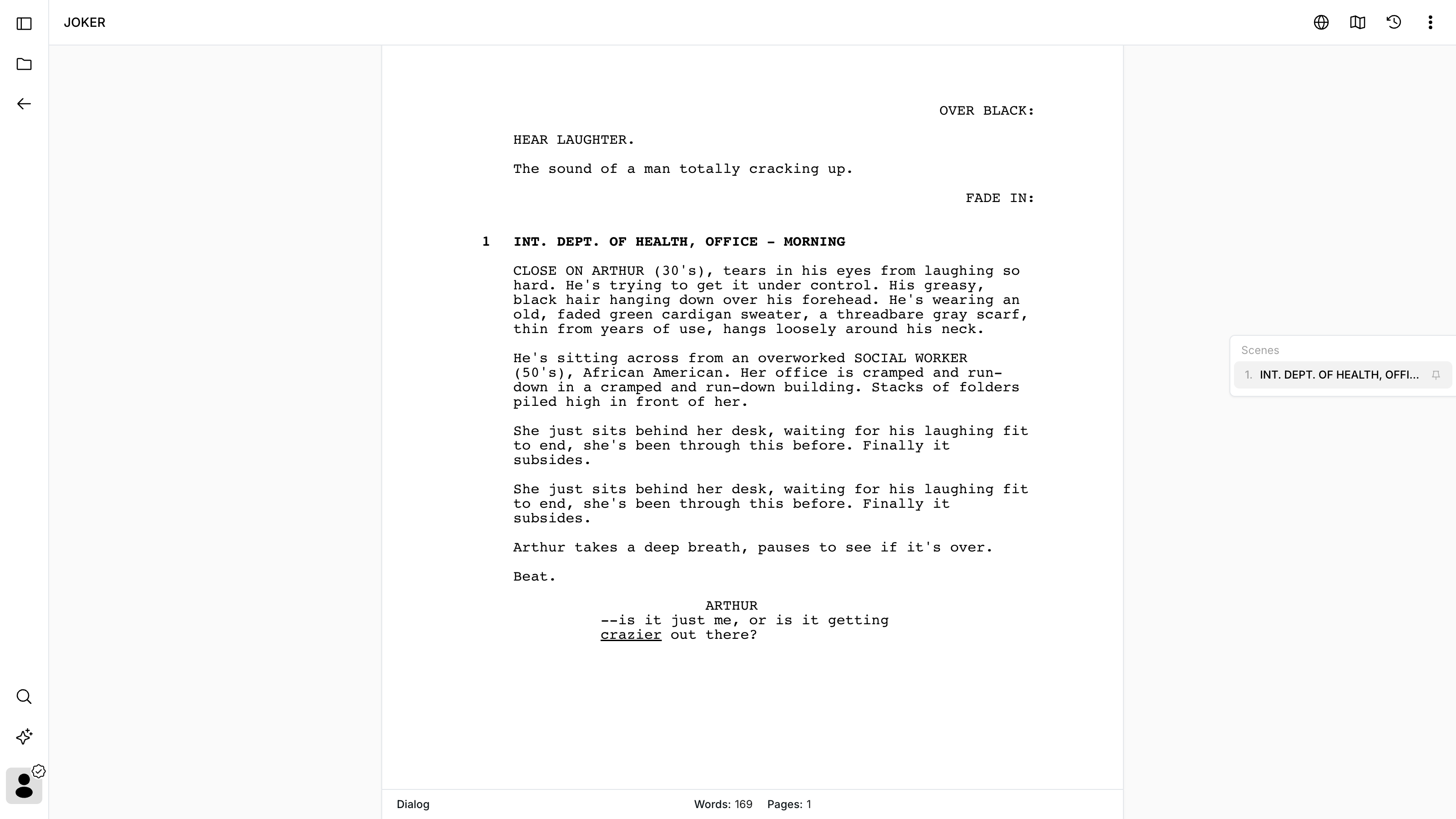 Screenplay Editor preview
