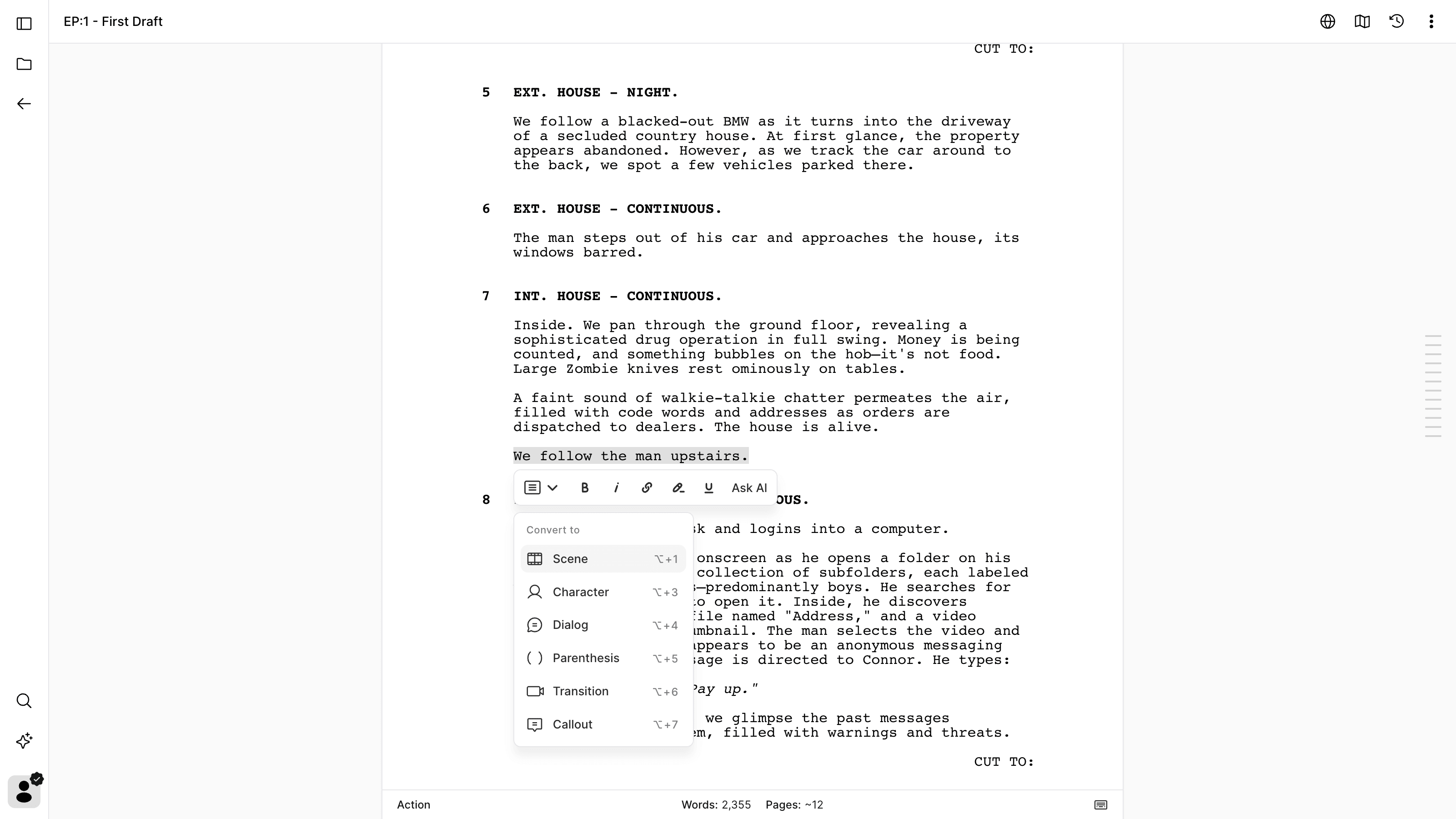 Scriptor Screenplays screenshot